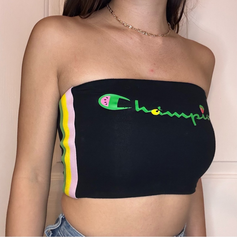 PacSun Champion black and pastel fruit tube top bandeau 🍉🍋🍓